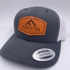 Foundation Trucker Style Leather Patch Hat – Grey and White